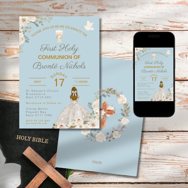 First Holy Communion Invitations Boho Chalice  (Creator Uploaded)