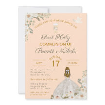 First Holy Communion Invitations Boho Chalice