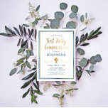 First Holy Communion Invite - Elegant, Simple Blue at Zazzle