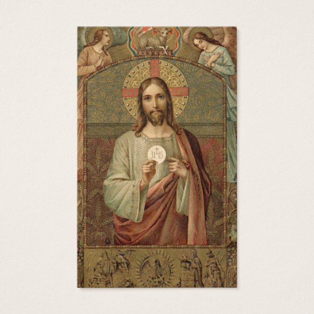 FIRST HOLY COMMUNION JESUS ANGELS HOLY CARD (Front)
