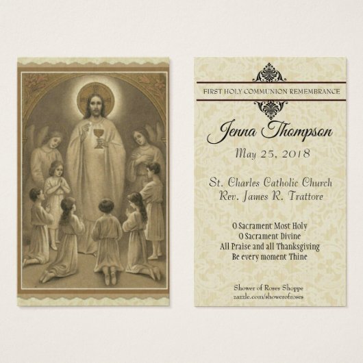 FIRST HOLY COMMUNION JESUS CHILDREN HOLY CARD (Front & Back)