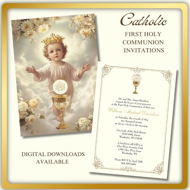 First Holy Communion Jesus Eucharist  Invitation (Creator Uploaded)
