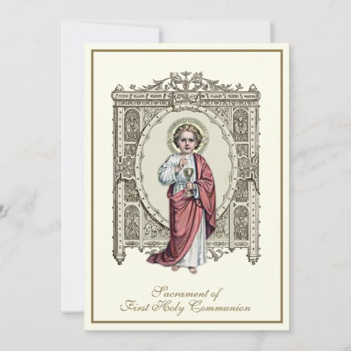First Holy Communion Jesus Eucharist Roses Invitation