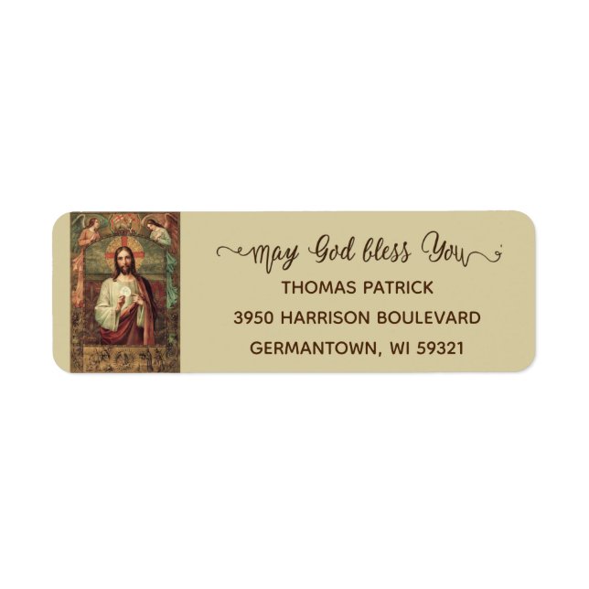First Holy Communion Jesus Eucharist Traditional Label (Front)