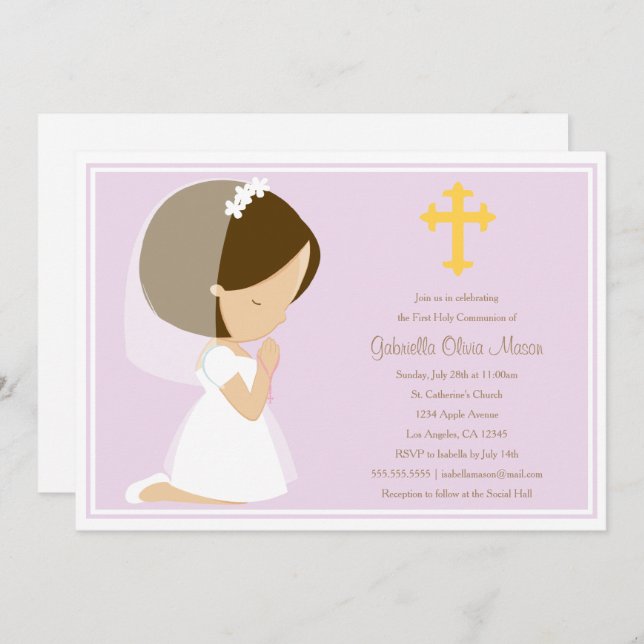 First Holy Communion - Lavender | Invitation (Front/Back)