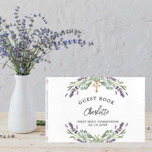 First Holy Communion lavender violet eucalyptus Guest Book