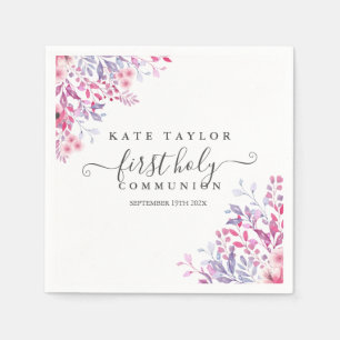 First Holy Communion Lavender Wildflowers Floral Napkins
