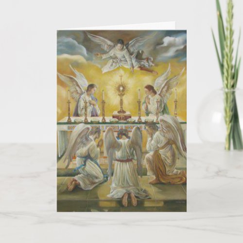 First Holy Communion lHost Chalice Angels Card