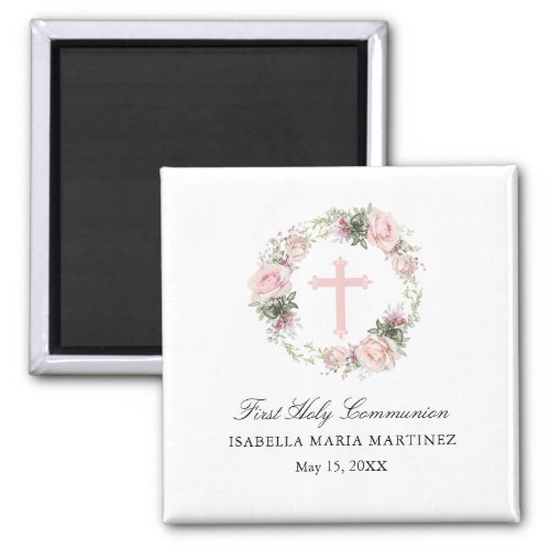 First Holy Communion Magnet Favor Pink Rose