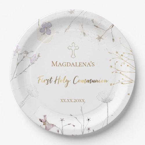 First Holy Communion meadow flowers Paper Plates