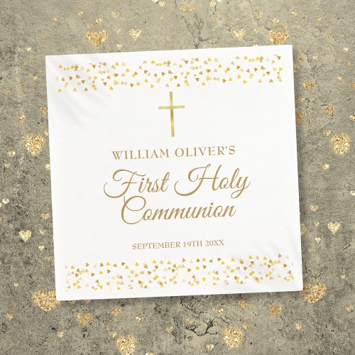 First Holy Communion Modern Gold Hearts 