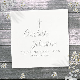 First Holy Communion Modern Silver Signature  Napkins