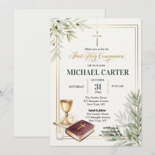 First Holy Communion Olive Branch Bible Invite