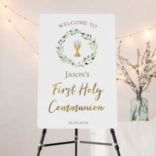 First Holy Communion olive wreath welcome sign