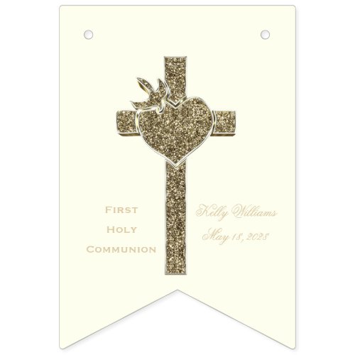 First Holy Communion or your Religious Event Cross Bunting Flags