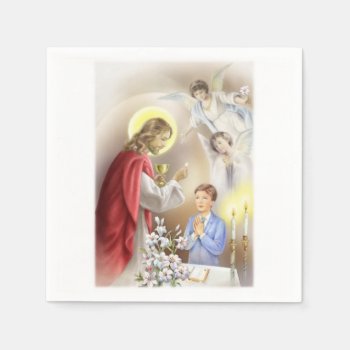 First Holy Communion Paper Napkins For A Boy by patrickhoenderkamp at Zazzle