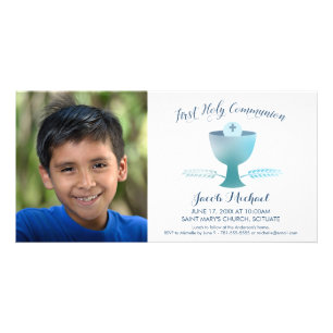 First Holy Communion Photo Card - Custom, Boy