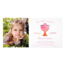 First Holy Communion Photo Card - Custom, Girl