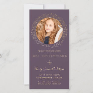 First Holy Communion Photo Card - Invite, Girl