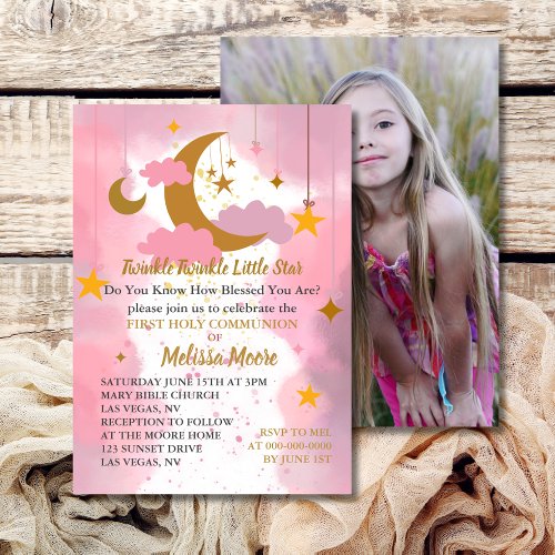 First Holy Communion Photo Twinkle Little Star Invitation
