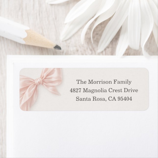 First Holy Communion Pink Bow Address Label (Insitu)