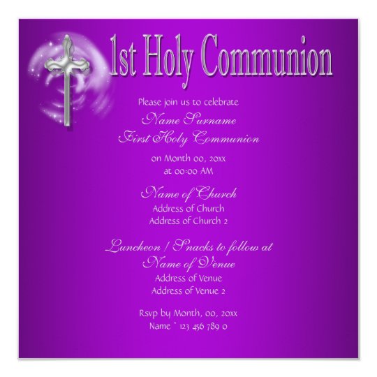 First holy communion pink gray card