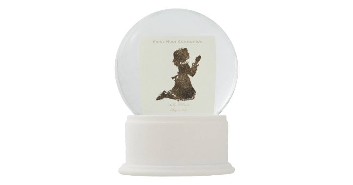 First Holy Communion Praying Girl Gold Elegant Snow Globe Zazzle
