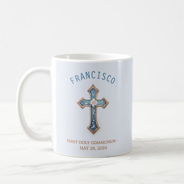 First Holy Communion Religious event Floral Coffee Mug (Left)