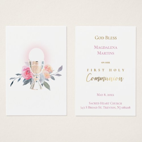 First Holy Communion remembrance card