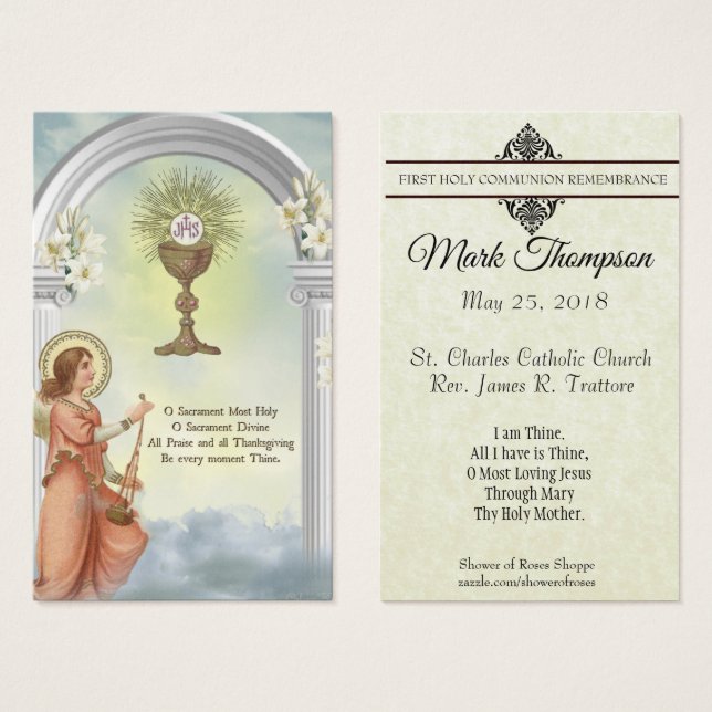 FIRST HOLY COMMUNION REMEMBRANCE HOLY CARD (Front & Back)