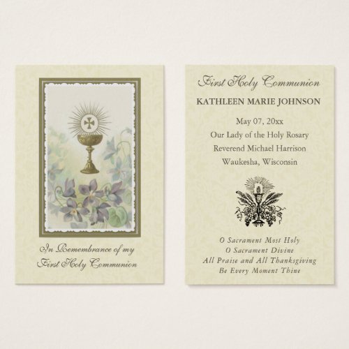 First Holy Communion Remembrance Holy Card