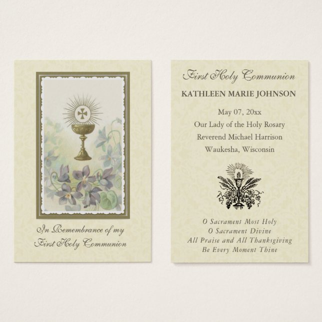 First Holy Communion Remembrance Holy Card (Front & Back)
