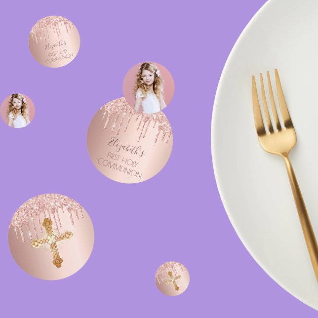 First holy communion rose gold glitter photo confetti (Creator Uploaded)