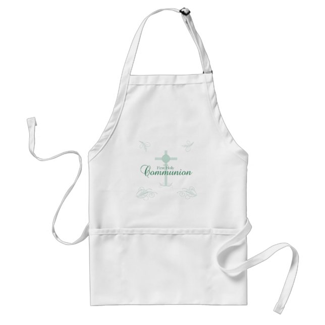First Holy Communion, Script in Soft Green Adult Apron (Front)
