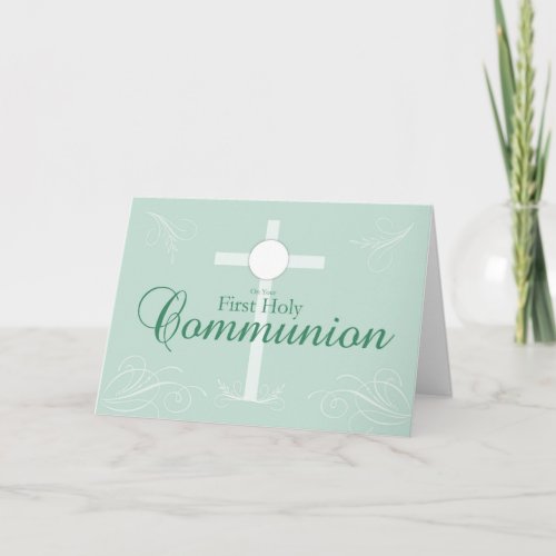 First Holy Communion Script in Soft Green Card