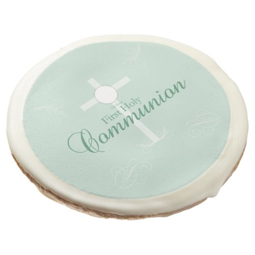 First Holy Communion Script in Soft Green Sugar Cookie