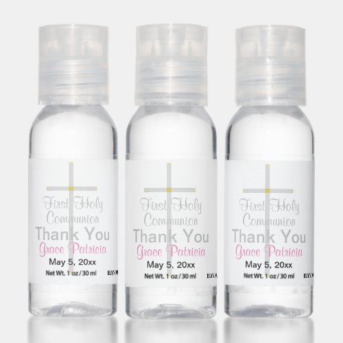 First Holy Communion Silver Cross Boy Thank You Ha Hand Sanitizer