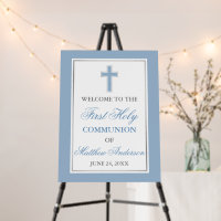First Holy Communion Silver Light Blue Welcome