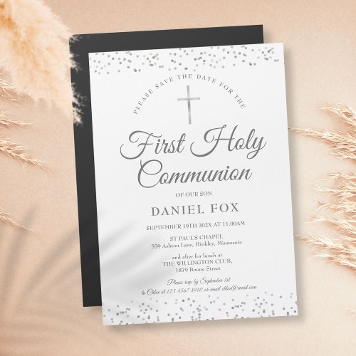 First Holy Communion Silver Stardust Save The Date