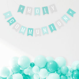 First Holy Communion Silver Teal Girl Celebration Bunting Flags