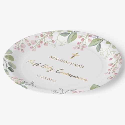 First Holy Communion small flowers  Paper Plates
