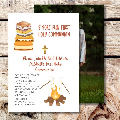 First Holy Communion Smore Fun Campfire photo Invitation