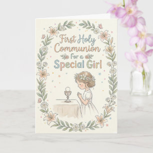 First Holy Communion Special Girl Congratulations Card