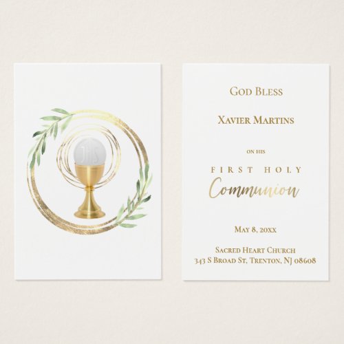 First Holy Communion special remembrance card