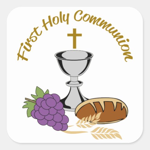 First Holy Communion Square Sticker