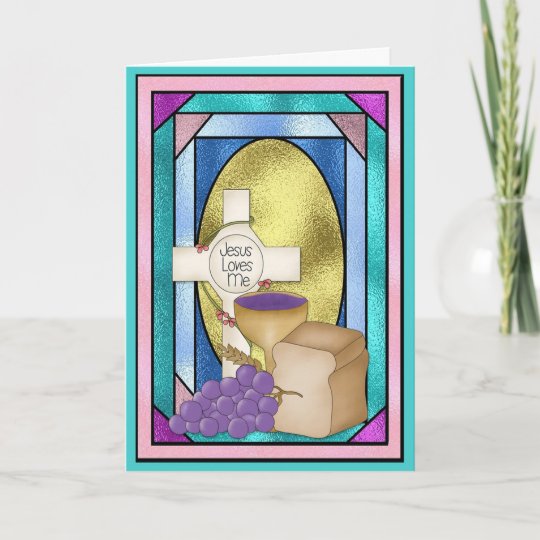 First Holy Communion Stained Glass Card Zazzle Com