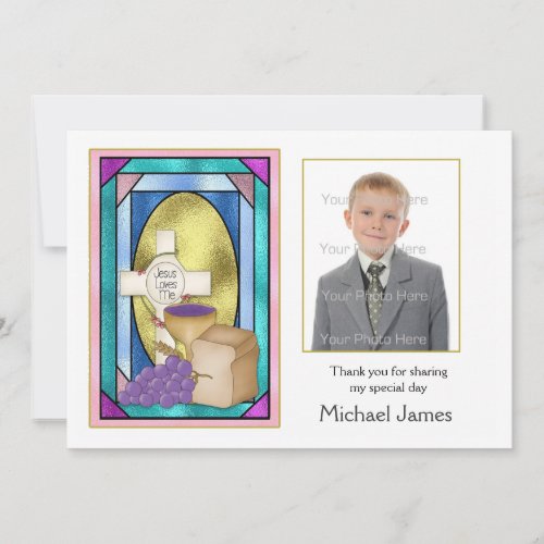 First Holy Communion Symbols Photo Card Announcements