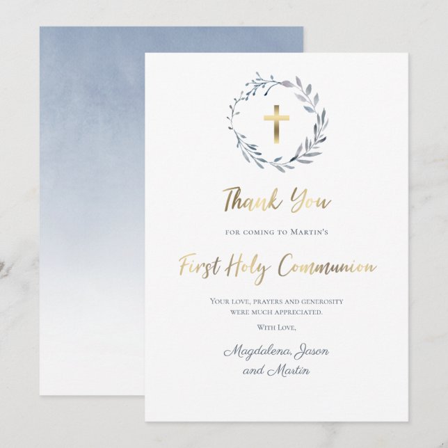 First Holy Communion thank you Card (Front/Back)