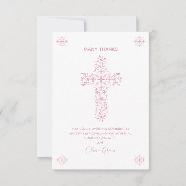 First Holy Communion Thank You Card - Custom Note (Front)