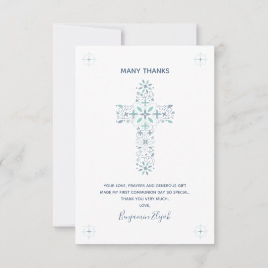 First Holy Communion Thank You Card Custom Note